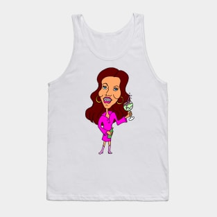 Funny Cartoon Brunette Woman Drinking Gin Tank Top